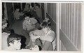 Peter Bridge's caption reads "Cooking toast in aisle, 1967". Boys include Andrew Dixon, Phil Kinmond, John Gray, Krittikorn Jotikashtira, John Cursley, Richard Fraser and Trevor Hall.
